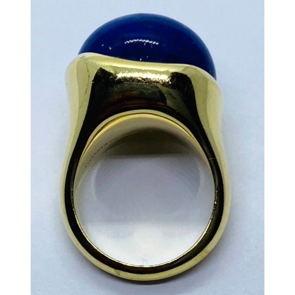 Tiffany & Co. Peretti Lapis Lazuli 18K Gold Cabochon Cocktail Ring 21.